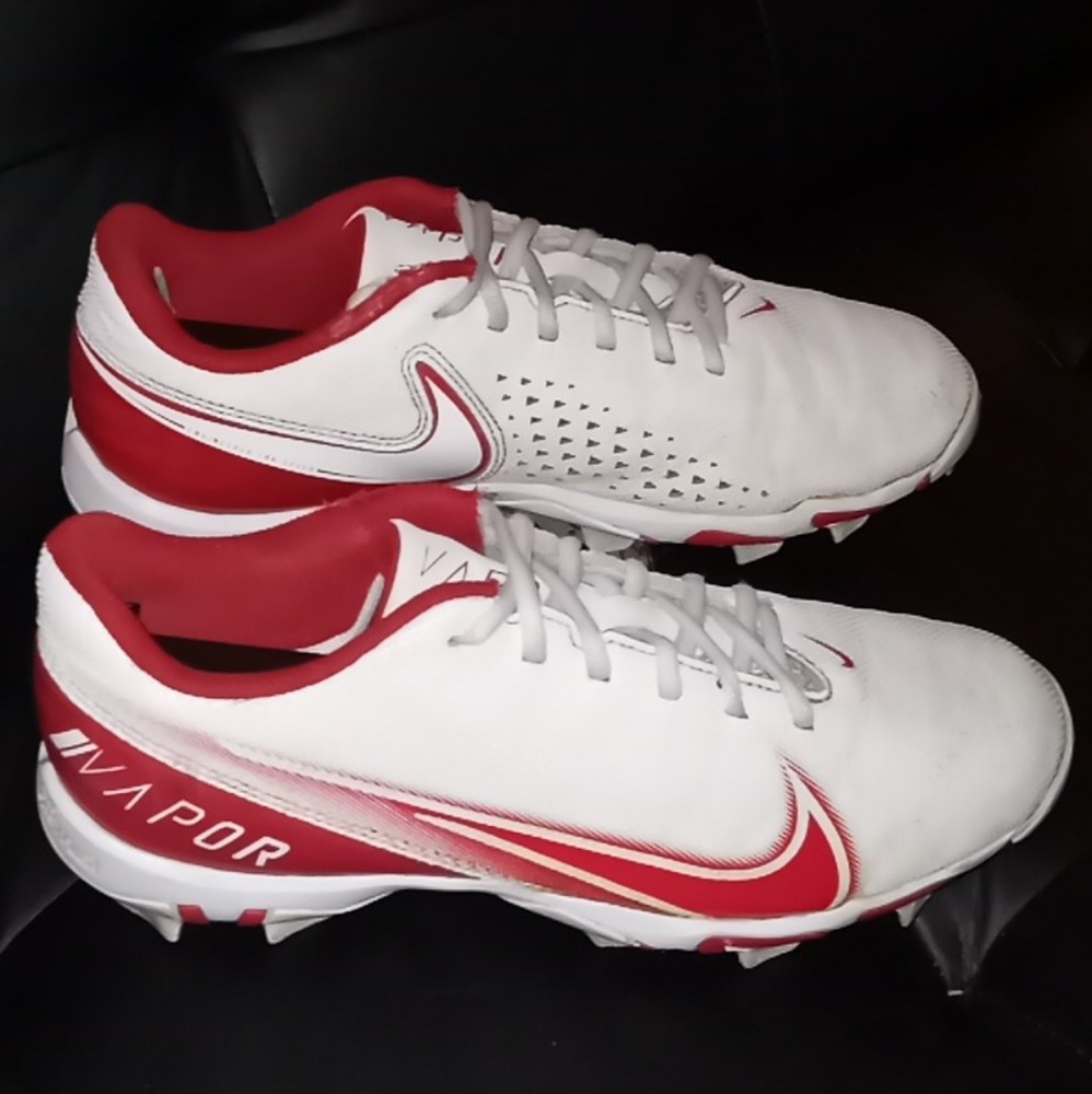 Nike Vapor Edge Varsity Football Cleats, White Red size 8 (Slightly used)